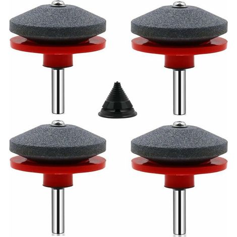 4 Pièces Affuteur Lame Tondeuse Gazon Universel Aiguiseur de Tondeuse Accessoires pour Tondeuses avec 1Pcs Kit D'équilibrage de Lame,50 x 47mm (1/4)