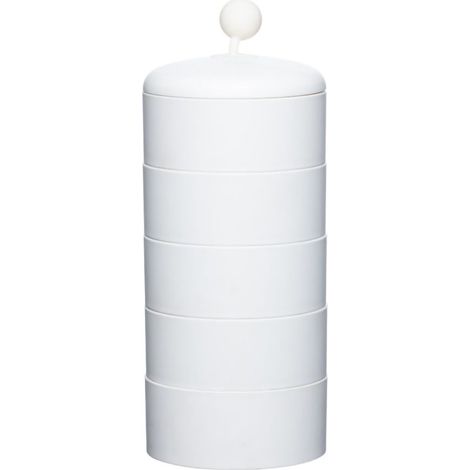 Boîte à bijoux de table anti-poussière avec compartiments, grande capacité, support pour boucles d'oreilles, 5 niveaux, blanche (1/5)