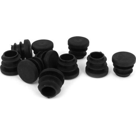 10 Bouchon pied chaise,Plastique,Rond,Noir,16mm,Pour table et meuble (1/4)