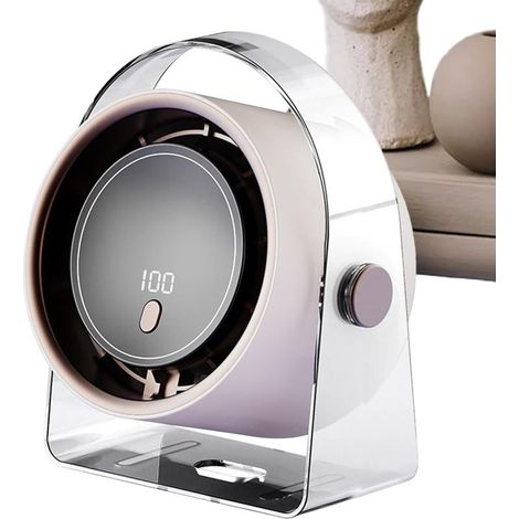 Ventilateur de table rechargeable sans pales, 13,5 x 9,5 x 17 cm, pour voyage, maison, extérieur, beige (1/5)