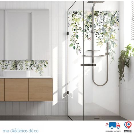 Panneau de douche : Fleurs et végétation suspendue 2 - Couleur Couleurs pales - Alu composite - 90 - 245 (1/3)