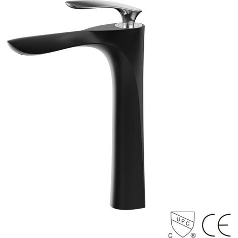 ROBINET DE LAVABO SURÉLEVÉ 205 EN LAITON NOIR ET CHROME COLLECTION CÉPHISE