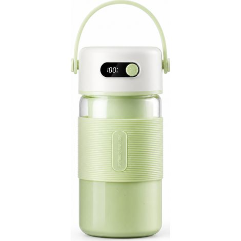 Blender portable rechargeable sans fil en verre, 700 ml, 26 lames, affichage de batterie, vert (1/5)