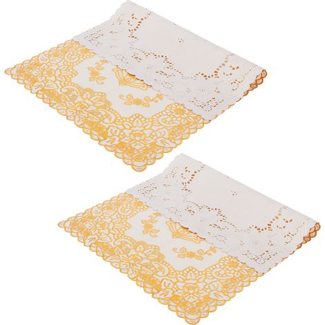 2 Pièces Sous-verres PVC 30x45 cm Dorés - Dessous de Plat Décoratifs pour Cuisine, Mariage, Événements
