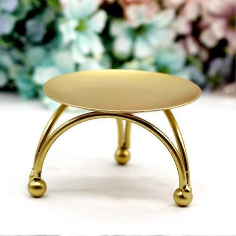 Bougeoir rond doré style européen en fer, idéal pour la décoration festive de la maison (1 pièce). (1/5)