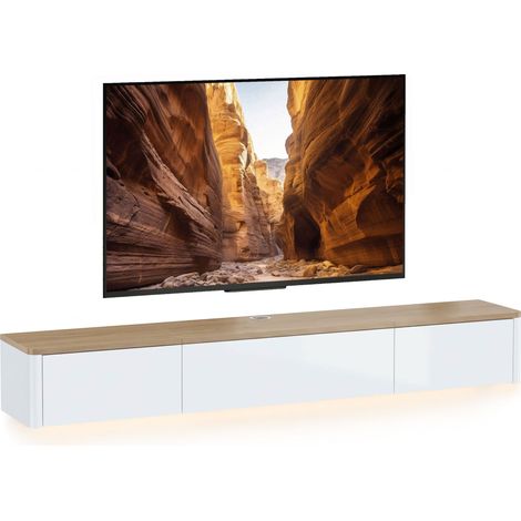 HOMCOM Mobile Porta TV Fino a 65" 140x24x20 cm, Bianco e Color Legno (1/5)