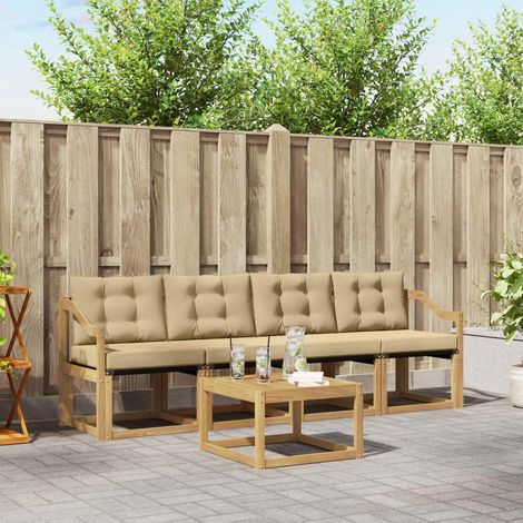 vidaXL Conjunto de sofás de exterior 5 uds. y Beige (1/5)