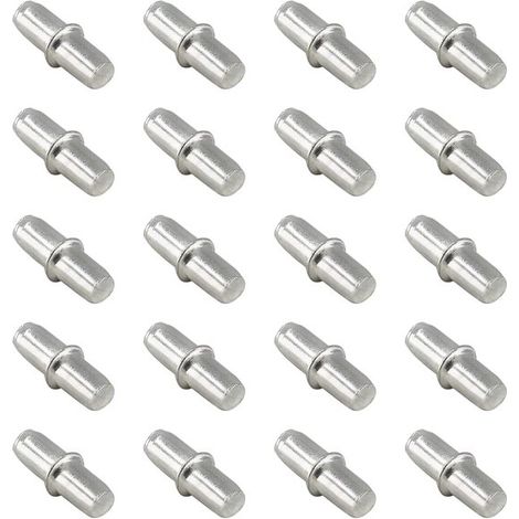Supports d'étagère - Lot de 20 - Équerres de fixation - Supports pour bibliothèque - Supports pour étagères de placard - 5 × 15 mm - Argent (1/5)