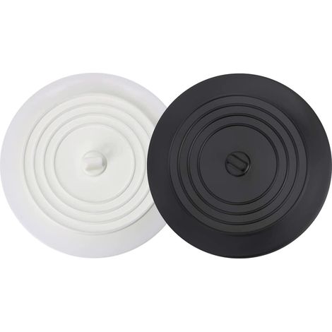 CCYKXA  2 Pcs Bouchon Baignoire Silicone, Bouchon de Baignoire Universel 6 Pouces, Bouchon de Vidange en Silicone Bouchon pour la Cuisine, pour Éviter Les Fuites (Blanc et Noir)