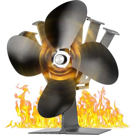 Ymyny – Ventilateur de poêle à bois silencieux – Démarrage à 40 °C – 4 lames – Résistance jusqu'à 500 °C – Diffusion efficace de la chaleur (1/5)