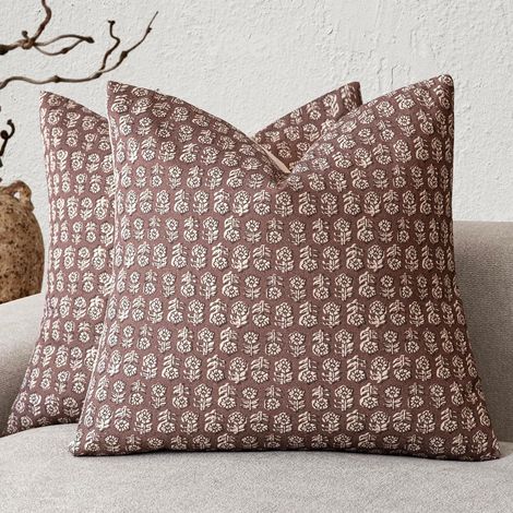 Dekorative, bedruckte, rotbraune Kissenbezüge, 45 cm x 45 cm, 2er-Set, für Wohnzimmer, Sofa, Schlafzimmer, Nachttisch, Erkerfenster. (1/5)