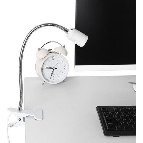 (Weiße) LED-Klemmleuchte für Schreibtische – Dimmbar – Flexibel – Weiß – Metall + Kunststoff – E27 (1/4)