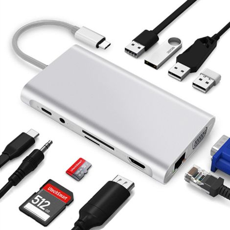 Station D'accueil USB-C - Hub Multiport 11 En 1 - HDMI 4K VGA Ethernet SD - Pour MacBook Pro Air (1/5)