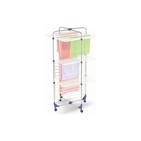 STENDIBIANCHERIA A TORRE NEW YORK STRUTURA ACCIAIO INOX 3 PIANI 65X65X135 CM
