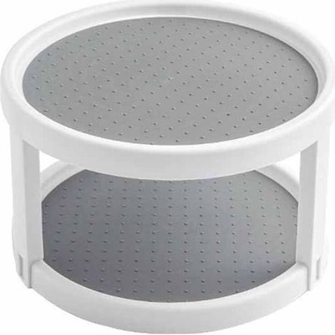 Plateau tournant à double couche, antidérapant, plateau pivotant de 25 cm, étagère à épices rotative à 360°, convient aux cuisines, réfrigérateurs, garde-manger, bureaux et salles de bains.