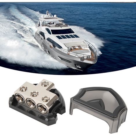 Erdungsverteiler für Stromversorgungen, 1x0/4GA Eingang auf 3x0/4GA Ausgang mit schützender Kunststoffabdeckung, geeignet für Automobile, Schiffe, Yachten und Wohnmobile. (1/5)