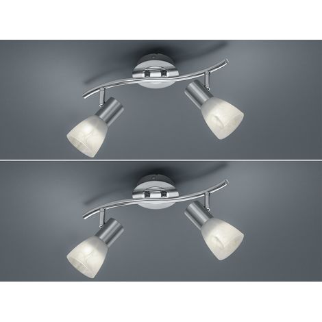 2er SET 2-flammige Deckenstrahler Silber, Glasschirme schwenkbar Breite 33cm (1/5)