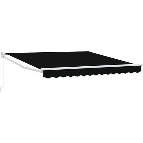 Store banne rétractable noir, 350 x 250 cm, en polyester et aluminium. (1/5)