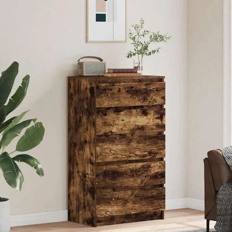 Étagère de Toilette en Bois d'Ingénierie Fumé, 60 x 36 x 103 cm, Meuble de Rangement Salle de Bain Style Industriel (1/5)