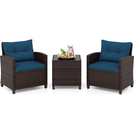 COSTWAY Set Sedie E Tavolo Esterno,Set Sedie E Tavolo In Rattan,Set Sedie E Tavolo Da Giardino,Set Rattan Giardino,Set Rattan Sedie,Set Sedie Bar,Set Sedie Ba (1/5)