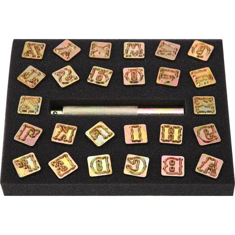 Eosnow Vintage-Design-Alphabet mit 26 Buchstaben, Buchstabenstanzer, Werkzeug, Bastelstanze, Markierung zum Bedrucken von Metall, lustigen Projekten, Leder