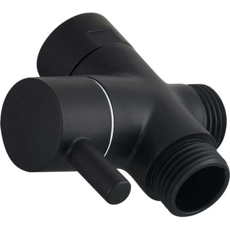 Vanne 3 Voies en Laiton Vanne d'Arret G 1/2 Robinet d'Arret pour Douchette Douche Salle de Bain, Noir, DSF007C (1/4)
