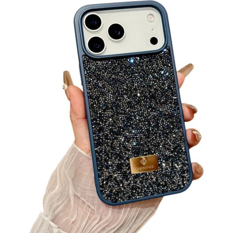 (Bleu, iPhone 12 Pro Max) Coque de téléphone luxueuse à couverture intégrale, effet zircon irisé et diamant, couleur diamant (1/3)