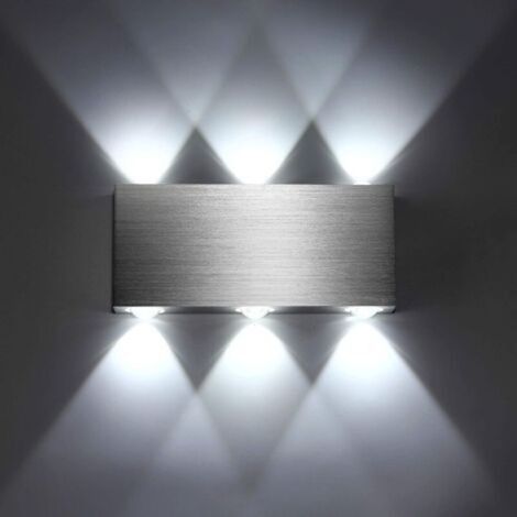 Applique Murale LED 6W Intérieur Lampe Murale Moderne Carré Up Down en Aluminium Eclairage Décoration Lumière pour Chambre a Coucher Bureau Lit Couloir Salon Htel Bar Blanc Froid [Classe énergétique A