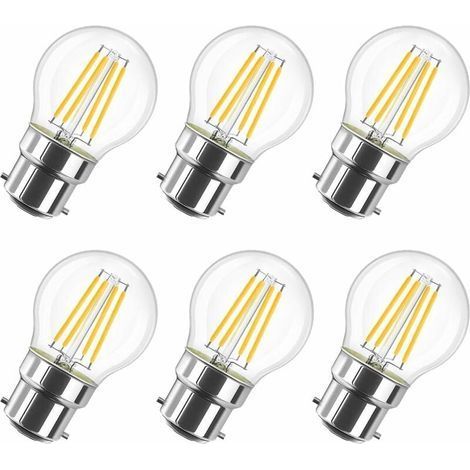 4W Ampoule LED Filament à Bayonnate G45 B22, 2700K Blanc Chaud, 470Lm, Ampoule Vintage, Non-dimmable, Lot de 6 [Classe énergétique E] (1/5)