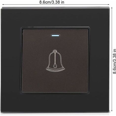 Bouton Sonnette Exterieur, 220250V Interrupteur de Sonnette à Panneau en Verre trempé Bouton Poussoir de Carillon étanche sans Fil, 3.38 inch