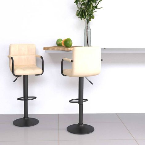 vidaXL Tabourets de bar lot de 2 crème velours (1/5)