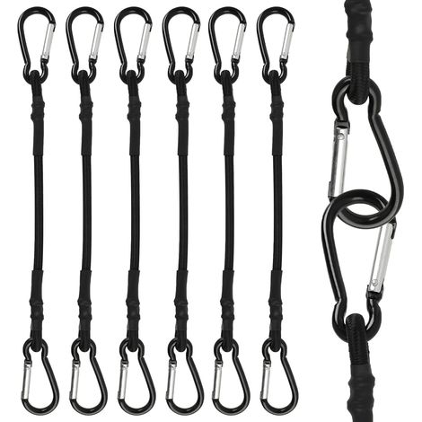 6 Pièces Tendeurs Élastiques avec Mousquetons,Cordons Élastiques en Caoutchouc Renforcé,Endeurs Elastique pour Camping,avec Crochets en Métal,pou Tentes,Voitures,Motos,Bagages et Bâches (1/5)