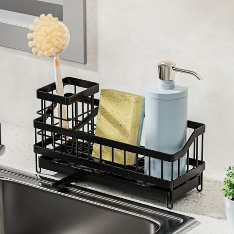 Organisateur d'évier pour la Cuisine, Porte-éponge, égouttoir en Acier Inoxydable, Porte-Savon, Organisateur d'évier, Organisation de l'évier de Cuisine, avec Support pour Brosse