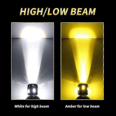 Ampoules LED H4 BA20 ultra-lumineuses 8000 lm pour phares de moto, avec lentille, blanc/jaune, feux de croisement/route, accessoires scooter, antibrouillard, 12 V (1/3)