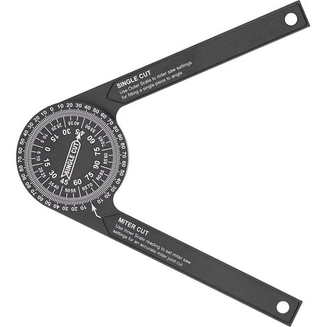 Winkelmesser aus Aluminium für Gehrungssägen, Präzisionsmesslineal mit lasergravierter Skala, Holzbearbeitungswerkzeug zum Markieren und zur Winkelkontrolle, robustes und leichtes Heimwerkerzubehör. (1/5)