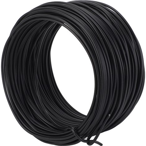 Fil de ligature en fer galvanisé de 1,2 mm de diamètre et de 28 m de longueur, coupe ronde, flexible et sécable, pour l'industrie des télécommunications, noir. (1/5)