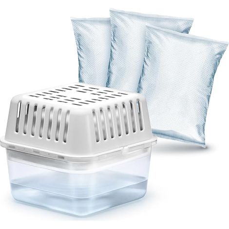 Déshumidificateur 250 g + 3 Recharges - Absorbe l'humidité dans les pièces jusqu'à 8 m² - Solution efficace pour salles de bains, armoires et petits espaces (1/5)