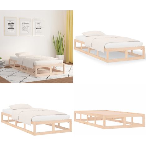 Massivholzbett 90x200 cm - Holzbett - Kiefernholzbett - Singlebett - Massivholzbette - Bettgestell - Home & Living (1/5)