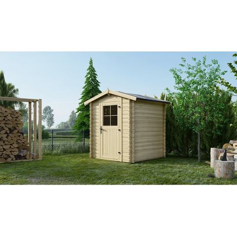 Casetta da giardino in legno - 3.61m2 - 1.9x1.9m - 28mm - colore: naturale - DOM593 (1/5)