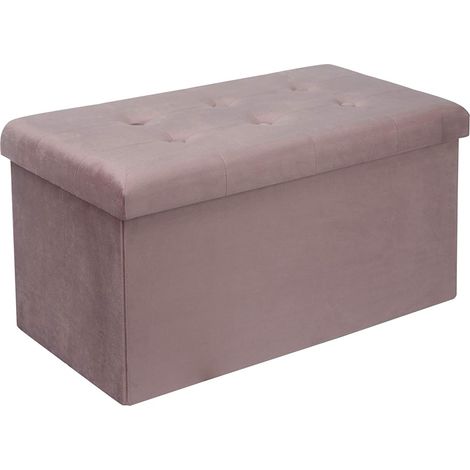 Woltu – Tabouret de rangement pliable en velours – Coffre 76x37.5x38cm – Capacité 80L – Charge maximale 300kg – Confort d'assise optimal