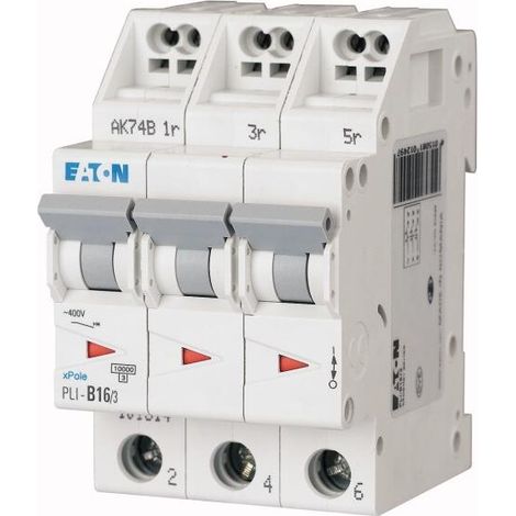 Interruttore miniatura Eaton PLI C16 3 poli nero