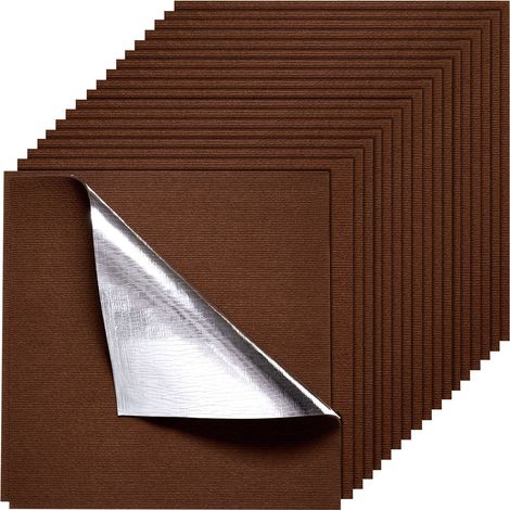 Dalle de Moquette Autocollante, 61 x 61 cm, Lot de 20, Couverture 7,4 ㎡, Épaisseur 5 mm, à Poils Ras, Revêtement de Sol Doux Modulaire Carré Résistant pour Salon, Bureau, Chambre, Marron Foncé (1/5)