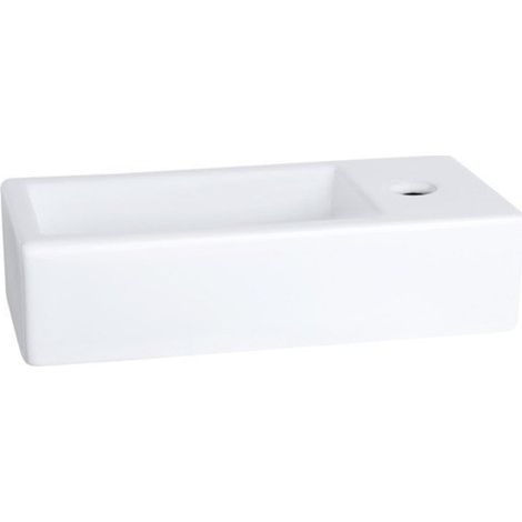 Differnz Ravo lave-mains 38.5x18.5x9.5cm 1 trou pour robinet à droite céramique blanc (1/5)