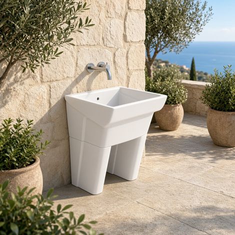 Lavatoio da appoggio in ceramica MESSICO 60x50 in ceramica bianco lucido Ceramica Dolomite (1/5)
