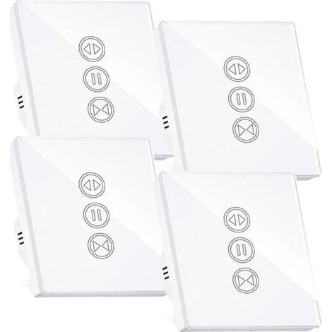 Interrupteur Volet Roulant Connecté, Interrupteur Volet Roulant Wifi,Compatible Avec Alexa/Google Home, Interupteur Connecté Tactile Rétro Éclairage Peut Éteindre Led Timer App Contrôle,4PCS (1/4)
