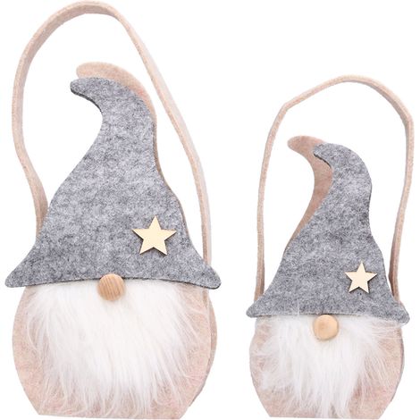 2 Sacs Cadeaux de Noël Père Noël Décoratifs, Sachets de Bonbons, Sacs à Cadeaux en Tissu pour Ornements de Maison (1/5)