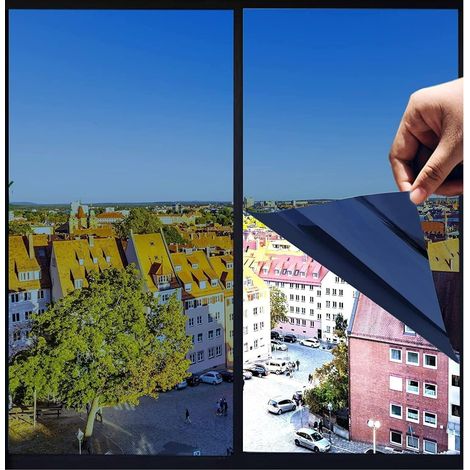 Film teinté pour vitres , effet miroir réfléchissant, contrôle de la chaleur,50cm x 100cm-Noir Argent (1/5)