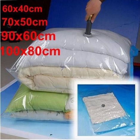 Lot de 4 Housses de Rangement Sous Vide Étanches - Transparent - Sac Compression pour Vêtements (1/2)
