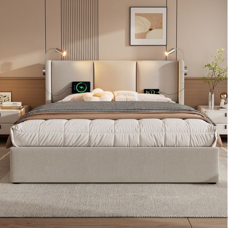 Letto matrimoniale contenitore con USB e luce 180x200 OKMYHOME (1/5)