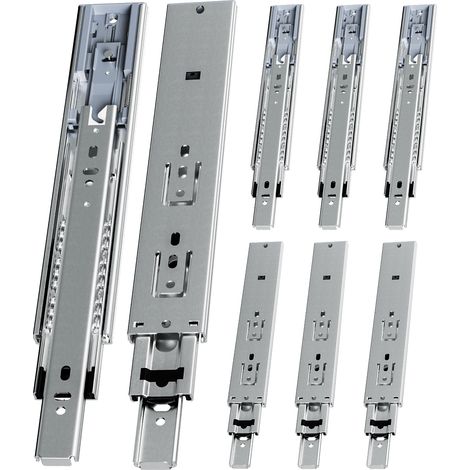 Randaco 4 Paar Schubladenschienen 250 mm Vollauszug, 3-teilig, Softclose mit Selbsteinzug, 45 kg Tragkraft, Schubladenauszug aus Stahl (1/5)